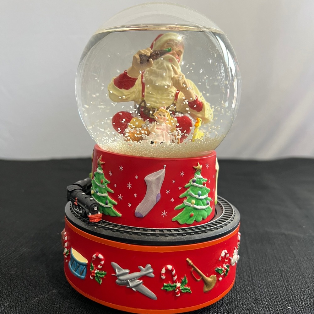Vintage Coca-Cola Santa Snow‎ Globe Musical Moving Train Hallmark 1971 Song